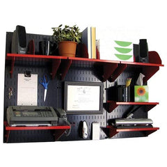 Wall Control - 48" Wide x 32" High Industrial Steel Tool Board System - 3 Panels, Metal, Black/Red - Caliber Tooling