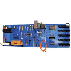 Wall Control - 96" Wide x 32" High Peg Board Kit - 6 Panels, Metal, Blue/Black - Caliber Tooling