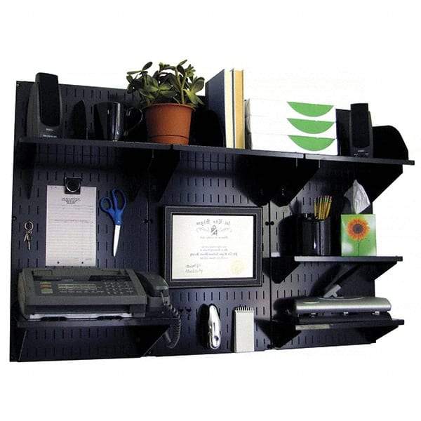 Wall Control - 48" Wide x 32" High Industrial Steel Tool Board System - 3 Panels, Metal, Black - Caliber Tooling