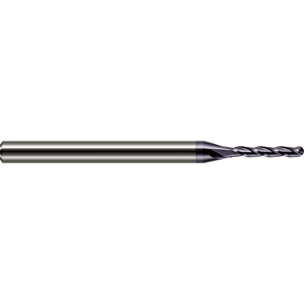 Ball End Mill: 4 Flute, Solid Carbide 2-1/2″ OAL, 1/8″ Shank Dia, 30 ° Helix, AlTiN Coated