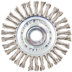 Norton - 4" OD, 5/8-11 Arbor Hole, Stringer Bead Twist Knot Stainless Steel Wheel Brush - Caliber Tooling