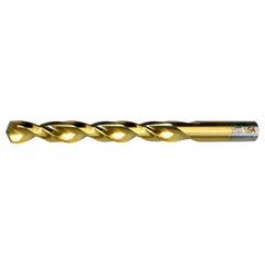 1/4-E RHS / RHC HSS 135 Degree Split Point Heavy Duty Parabolic Jobber Length Drill - TiN - Exact Industrial Supply