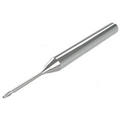 .6mm - 3mm Shank - .9mm LOC - 38mm OAL 2 FL Ball Nose Carbide End Mill with 3mm Reach - Uncoated - Caliber Tooling