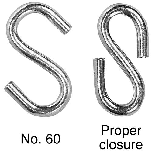 #60 ″S" Hook, Zinc Plated, 6 pieces per Bag - Caliber Tooling