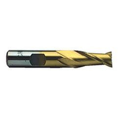 1 Dia. x 3-3/4 Overall Length 2-Flute Square End High Speed Steel SE End Mill-Round Shank-Center Cut-TiN - Caliber Tooling