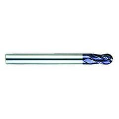 1/8" Dia. - 2-3/4" OAL - AlTiN CBD-Ball Nose HP End Mill-4 FL - Caliber Tooling