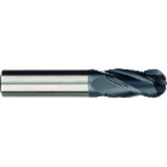 1/4 x 1/4 x 3/4 x 2-1/2 OAL 4 Flute Ball Nose Carbide End Mill - Round Shank-AlCrN Coated - Caliber Tooling