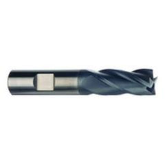 1/4 Dia. x 2-1/2 Overall Length 4-Flute .030 C/R Solid Carbide SE End Mill-Round Shank-Center Cut-AlTiN - Caliber Tooling