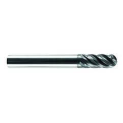 1/4" Dia. - 3/4" LOC - 2-1/2" OAL - Ball Nose 5 FL Carbide S/E HP End Mill-AlCrN-X - Caliber Tooling