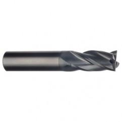 3/8 Dia. x 3 Overall Length 4-Flute Square End Solid Carbide SE End Mill-Round Shank-Center Cut-TiCN - Caliber Tooling