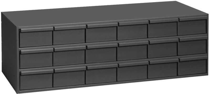 11-5/8" Deep - Steel - 18 Drawer Cabinet - for small part storage - Gray - Caliber Tooling