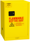 12 Gallon - All Welded - FM Approved - Flammable Safety Cabinet - Manual Doors - 1 Shelf - Safety Yellow - Caliber Tooling
