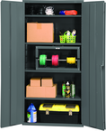 36"W - 16 Gauge - Lockable Cabinet - 4 Adjustable Shelves - Flush Door Style - Gray - Caliber Tooling