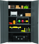 48"W - 16 Gauge - Lockable Shelf Cabinet - 4 Adjustable Shelves - Flush Door Style - Gray - Caliber Tooling