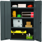 36"W - 16 Gauge - Lockable Shelf Cabinet - 3 Adjustable Shelves - Flush Door Style - Gray - Caliber Tooling