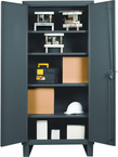 36"W - 14 Gauge - Lockable Shelf Cabinet - 4 Adjustable Shelves - Recessed Door Style - Gray - Caliber Tooling