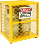 30"W - All Welded - Angle Iron Frame with Mesh Side - Vertical Gas Cylinder Cabinet - Magnet Door - Safety Yellow - Caliber Tooling