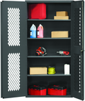 36"W - 14 Gauge - Lockable Ventilated Cabinet - 3 Adjustable Shelves - Flush Door Style - Gray - Caliber Tooling