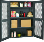 48"W - 14 Gauge - Lockable Cabinet - 3 Adjustable Shelves - Flush Door Style - Gray - Caliber Tooling