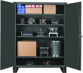 36"W - 12 Gauge - Lockable Cabinet - 4 Adjustable Shelves - Recessed Door Style - Gray - Caliber Tooling