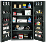 48"W - 14 Gauge - Lockable Cabinet - 4 Adjustable Shelves - 14 Door Shelves - Deep Door Style - Gray - Caliber Tooling