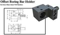 Offset Boring Bar Holder (For Emco Maier 16mm VDI Machines) - Part #: CNC86 E59.1625L - Caliber Tooling