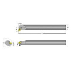 S40V-MDUNL-5 Left Hand 2-1/2 Shank Indexable Boring Bar - Caliber Tooling