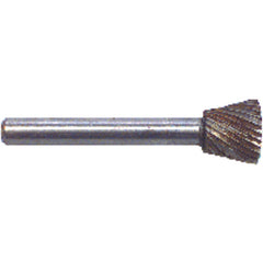 1/4 × 1/2 × 1/4″ SH Inverted Cone Shape - HSS - Burr - Caliber Tooling