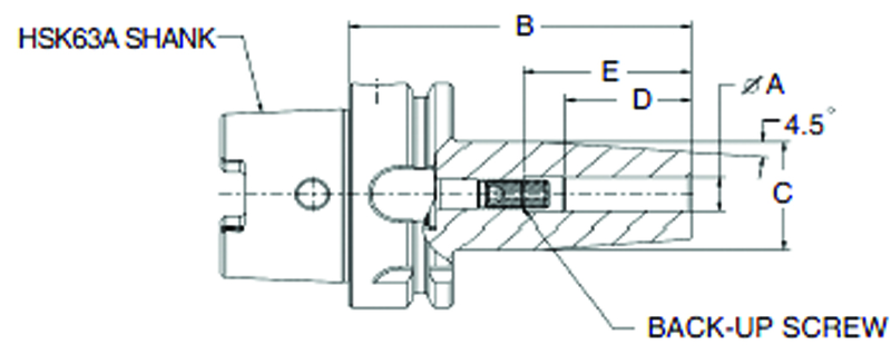 20mm HSK63A Shrink Fit Toolholder - 100mm Gauge Length - Caliber Tooling