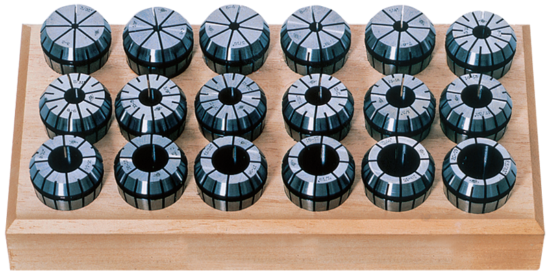 10 Pc. Collet Set - .5mm- 10mm ER16 Style - Round Opening - Caliber Tooling