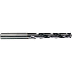 12.8 mm Dia. × 17/64″ Shank × 77 mm Flute Length × 124 mm OAL, 5xD, TiAlN, 2xD Flute, H6 Solid Carbide Drill - Exact Industrial Supply