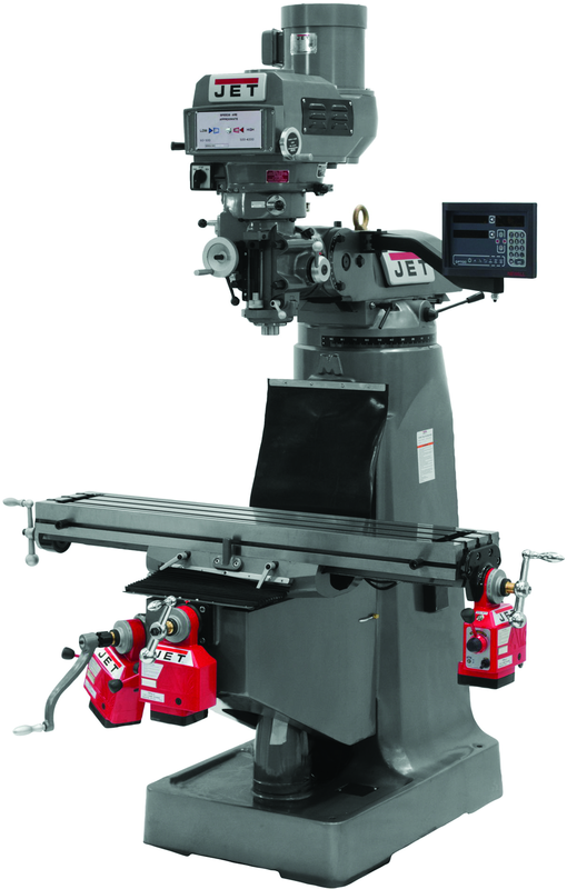JTM-4VS Mill With 3-Axis Newall DP700 DRO (Knee) With X, Y and Z-Axis Powerfeeds - Caliber Tooling