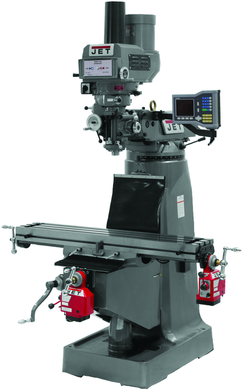 JTM-4VS Mill With 3-Axis ACU-RITE 300S DRO (Knee) With X, Y and Z-Axis Powerfeeds and Power Draw Bar - Caliber Tooling