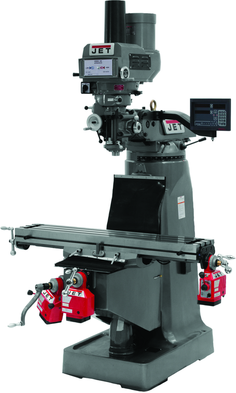 JTM-4VS Mill With 3-Axis Newall DP700 DRO (Quill) With X, Y and Z-Axis Powerfeeds and Power Draw Bar - Caliber Tooling