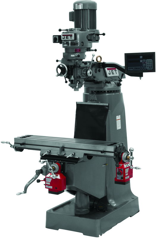 JTM-1 Mill With 3-Axis Newall DP700 DRO (Quill) With X and Y-Axis Powerfeeds - Caliber Tooling