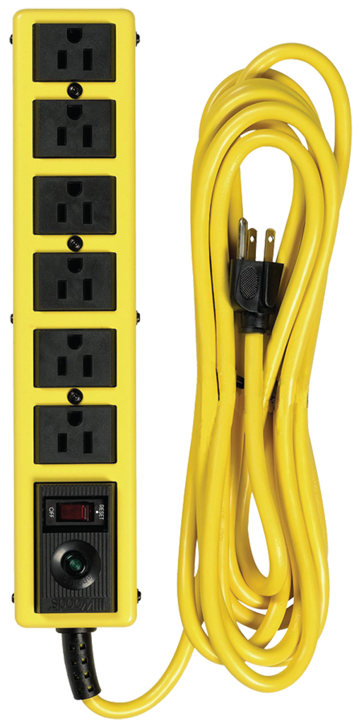 6 Outlet - Black/Yellow - Surge Protector/Circuit Breaker - Caliber Tooling