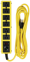 6 Outlet - Black/Yellow - Surge Protector/Circuit Breaker - Caliber Tooling