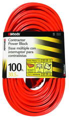 Extension Cord - 100' Extra HD 3-Outlet (Power Block) - Caliber Tooling