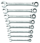 8 Piece - Revesible Combination Ratcheting Wrench Set SAE - Caliber Tooling