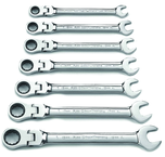 7 Piece - Flex-Head Metric Combination Ratcheting Wrench Set - Caliber Tooling