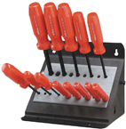 10 Piece - 1.3 - 10mm Screwdriver Style - Ball End Hex Driver Set with Stand - Caliber Tooling