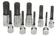 9 Piece - 4; 5; 6; 7; 8; 10; 12; 14; 17mm - 2" OAL - Pro Hold® Metric Socket Bit Set - Caliber Tooling