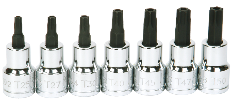 #9319128 - T25; T27; T30; T40; T45; T47; T50 - 3/8" Drive - Socket Drive Torx Bit Set - Caliber Tooling