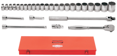 29 Piece - #9323644 - 10 to 21mm - 1/2" Drive - 12 Point - Metric Socket Set - Caliber Tooling