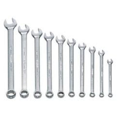 Snap-On/Williams Metric Combination Wrench Set -- 10 Pieces; 12PT Satin Chrome; Includes Sizes: 7; 8; 9; 10; 11; 12; 13; 15; 17mm - Caliber Tooling