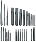 27 Piece Punch & Chisel Set -- #PC27; 3/32 to 1/2 Punches; 1/4 to 1-1/8 Chisels - Caliber Tooling