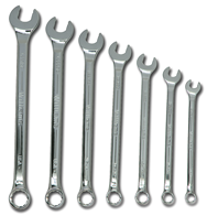 Snap-On/Williams Fractional Combination Wrench Set -- 7 Pieces; 12PT Satin Chrome; Includes Sizes: 3/8; 7/16; 1/2; 9/16; 5/8; 11/16; 3/4" - Caliber Tooling