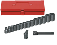 14 Piece - #9908025 - 3/8 to 1-1/4" - 1/2" Drive - 6 Point - Impact Shallow Drive Socket Set - Caliber Tooling