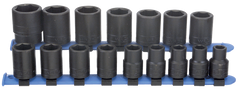 16 Piece - #466 - 10 to 27mm - 1/2'' Drive - 6 Point - Metric Impact Socket Set - Caliber Tooling