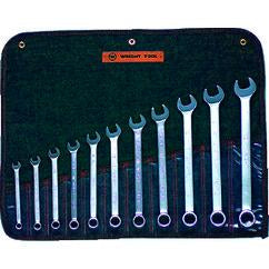 Wright Tool Fractional Combination Wrench Set -- 11 Pieces; 12PT Chrome Plated; Includes Sizes: 3/8; 7/16; 1/2; 9/16; 5/8; 11/16; 3/4; 13/16; 7/8; 15/16; 1"; Grip Feature - Caliber Tooling